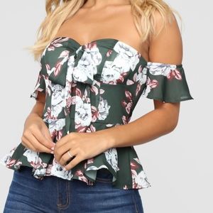 Sweet Stuff Off Shoulder Top - Hunter